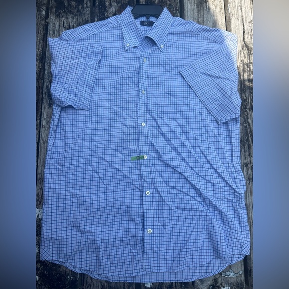 Lincs David Chu Mens Short Sleeve Button Down Egyptian Cotton Large Shirt - Picture 5 of 5